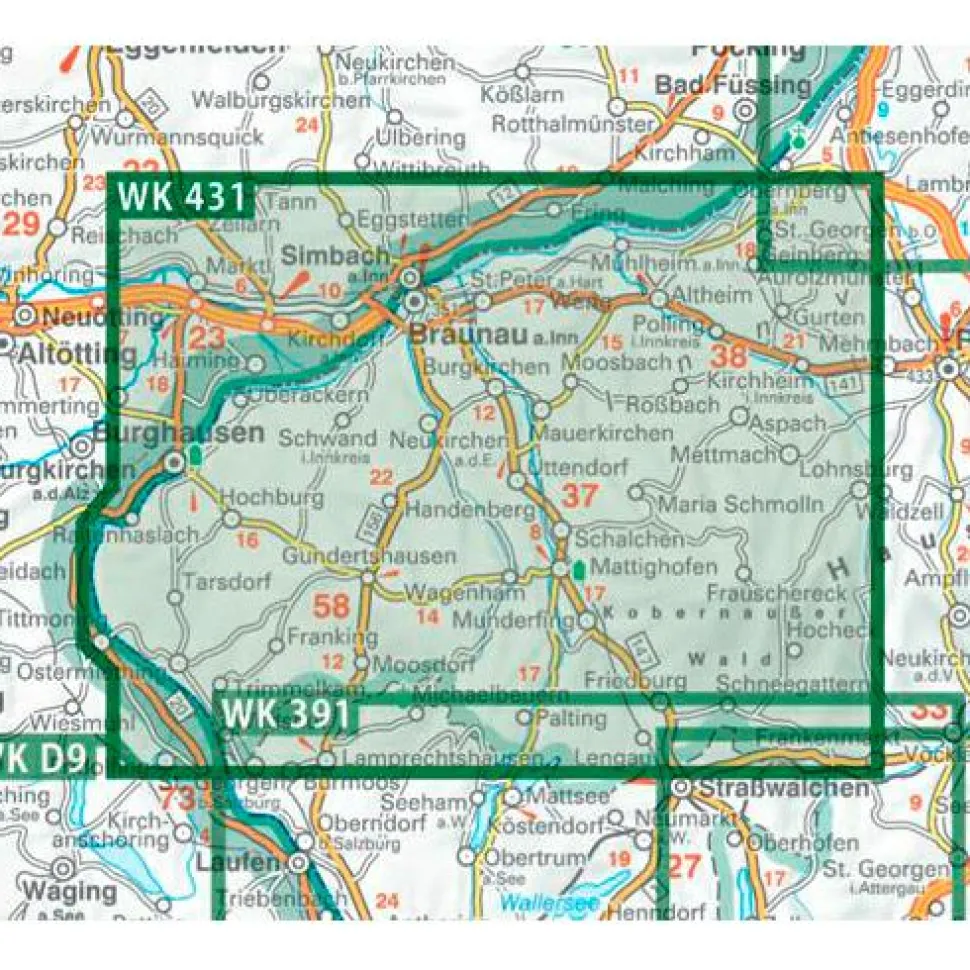 Freytag & Berndt - Ibmer Moor-Kobernaußerwald-Braunau-Burghausen-Marktl - Wanderkarte