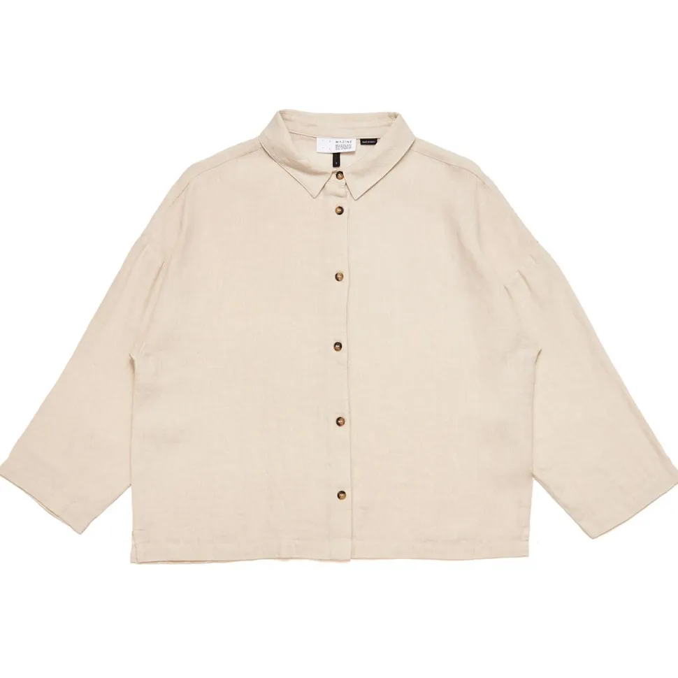 Mazine - Women's 3/4 Sleeve Linen Shirt - Bluse