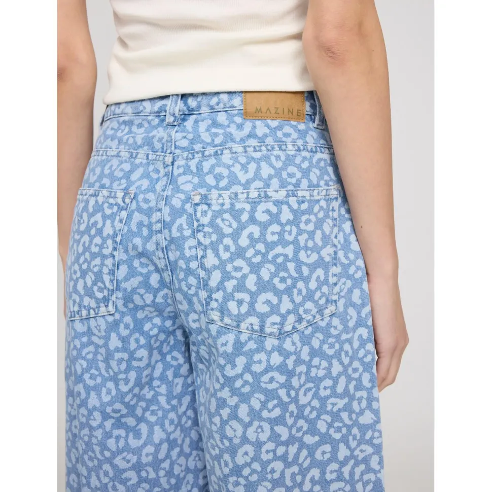 Mazine - Women's Printed Barrel Leg Denim Pants - Jeans