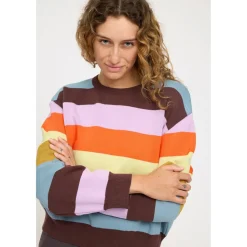 Mazine - Women's Striped Jacquard Knit Jumper - Pullover