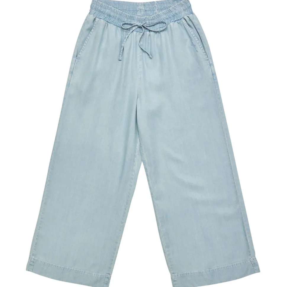 Mazine - Women's Wide Leg Denim Pants with Belt - Freizeithose
