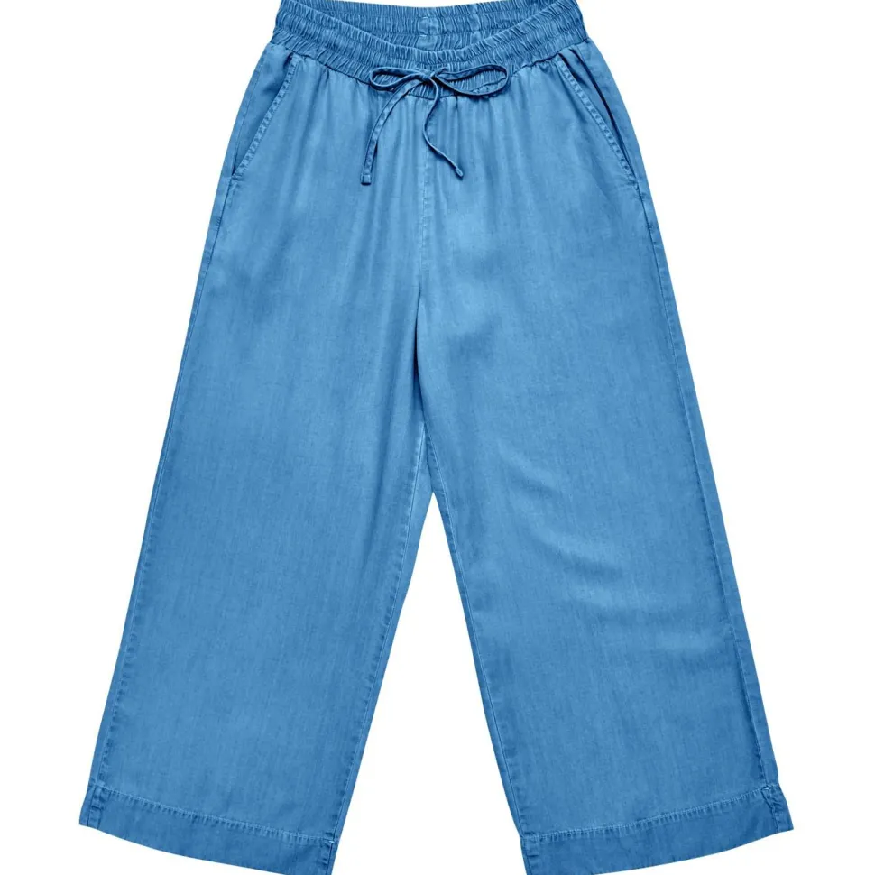 Mazine - Women's Wide Leg Denim Pants with Belt - Freizeithose