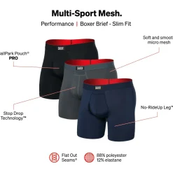 Saxx - Multi-Sport Mesh Boxer Brief Fly 3-Pack - Kunstfaserunterwäsche