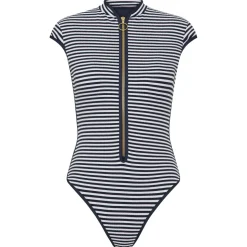 Seafolly - Clubhouse Cap Sleeve Zip Front One Piece - Badeanzug