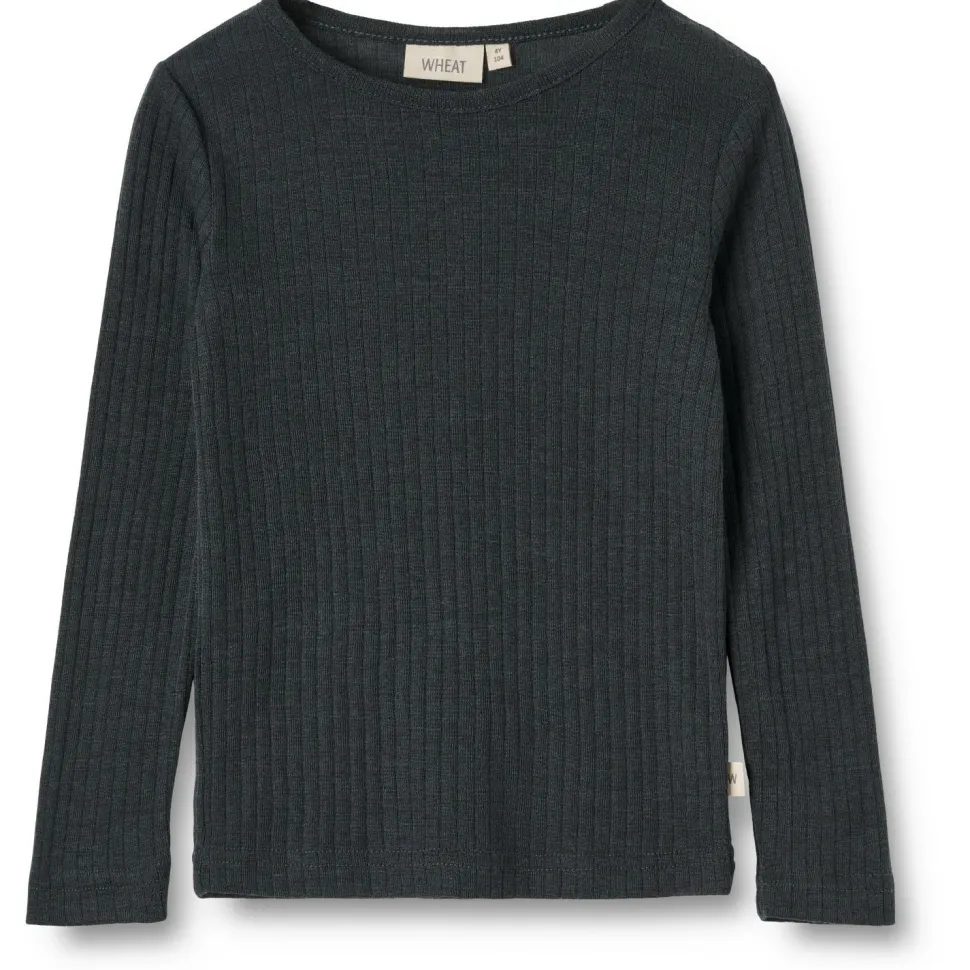 WHEAT - Kid's Gestreiftes Langarm-Shirt Wool / Silk - Merinounterwäsche