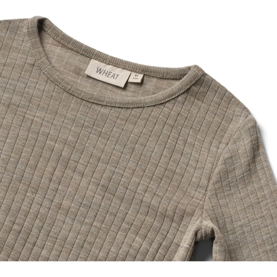 WHEAT - Kid's Gestreiftes Langarm-Shirt Wool / Silk - Merinounterwäsche
